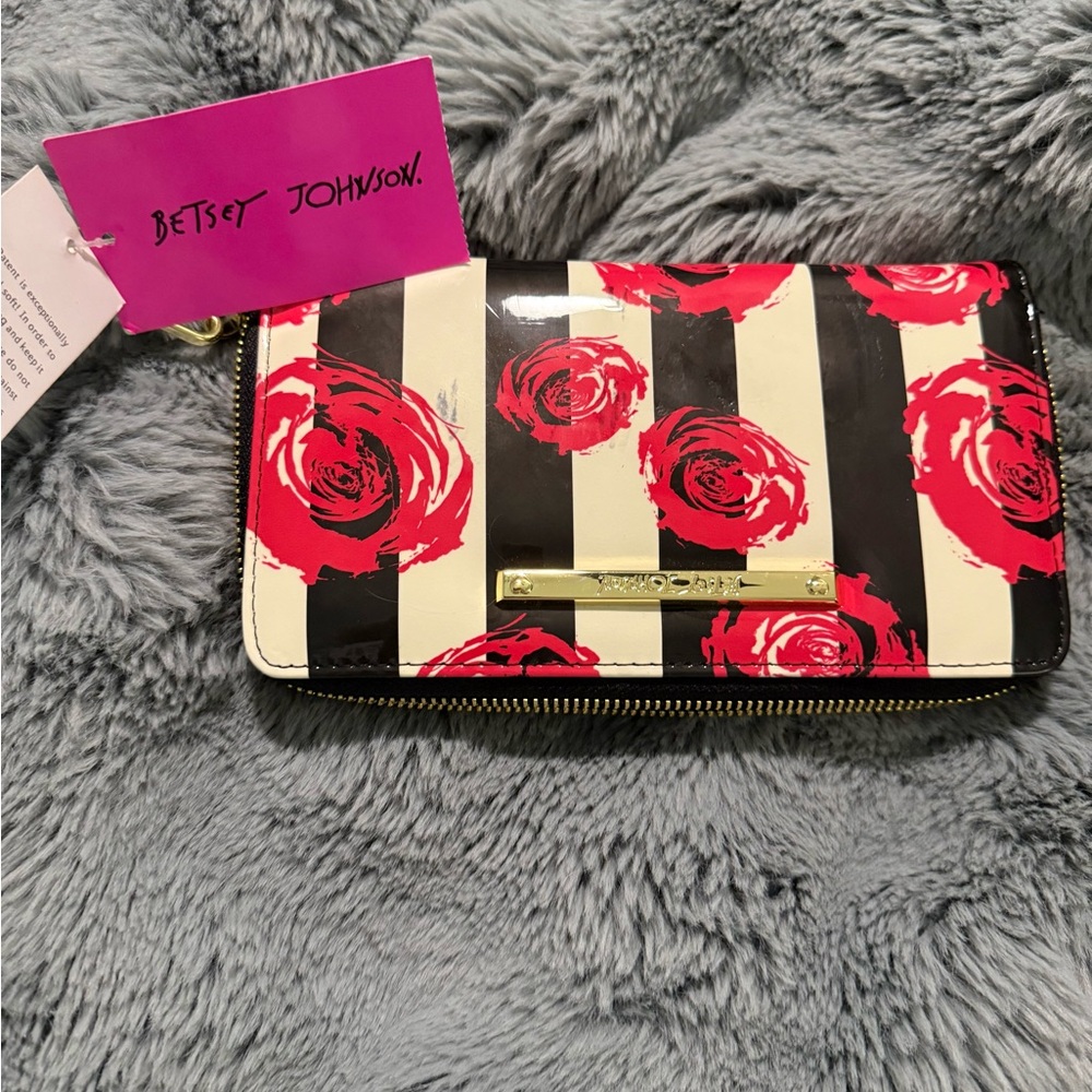 Betsey Johnson Black and Red Floral Wallet